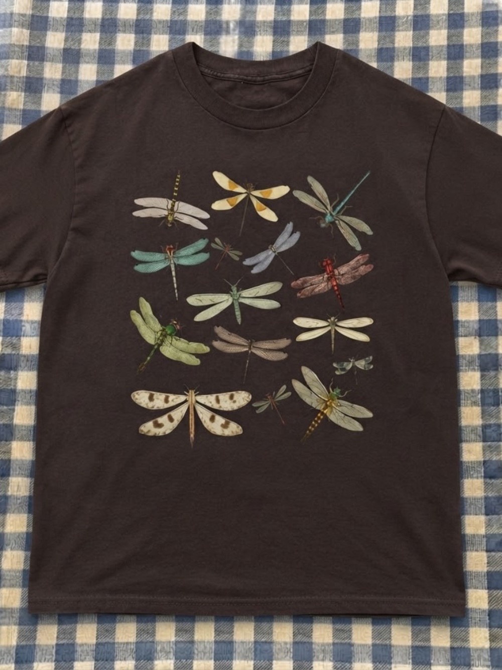 Dragonfly Graphic Tee in Chocolate Brown Style 90s Vintage New